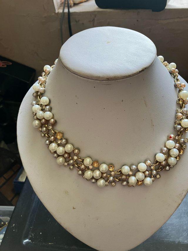 Preview of the first image of Gold plated Pearl necklace/choker.