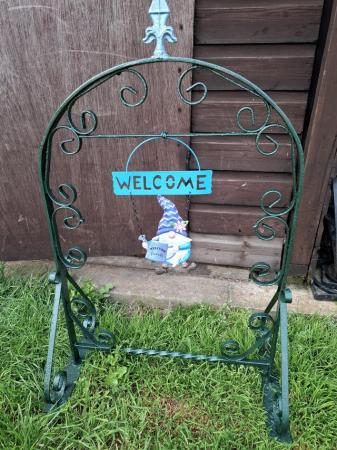 Image 1 of Wrought iron welcome garden welcome sign