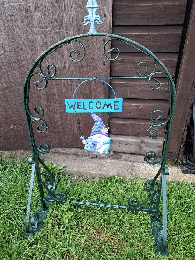 Preview of the first image of Wrought iron welcome garden welcome sign.