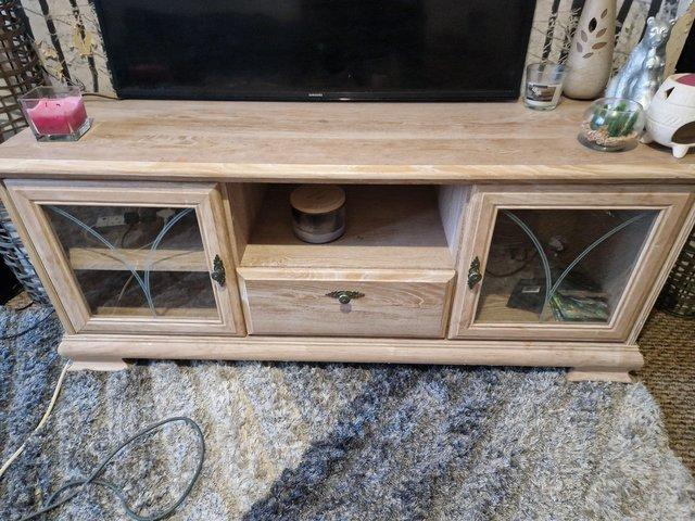 Preview of the first image of Solid hardwood TV unit for sale.