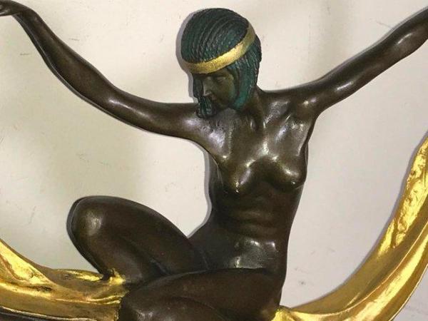 Image 8 of Art Deco “ Dancing With Egyptian “ Bronze & Marble