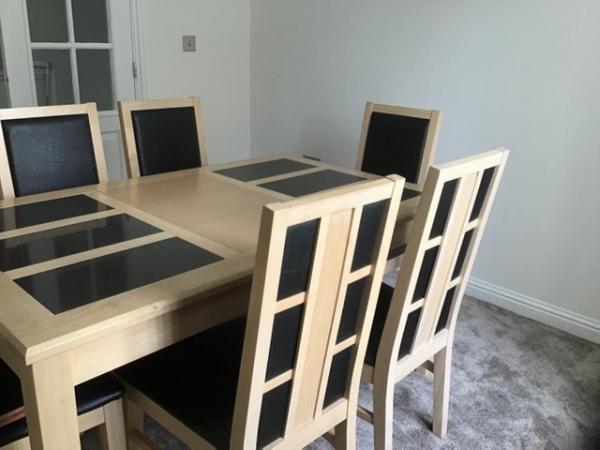 Image 1 of Dining table and  6 chairs oak or beech colour