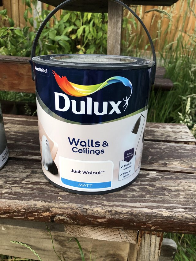 Preview of the first image of Unopened box of Dulux ‘Just walnut’ Matt paint. 2.5 L.