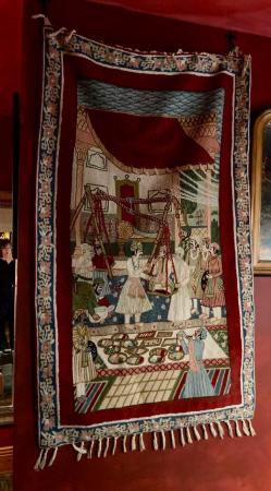 Image 1 of Woven tapestry depicting a scene from Indian history