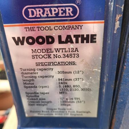 Image 2 of Draper Woodturning Lathe WTL-12A Variable Speed