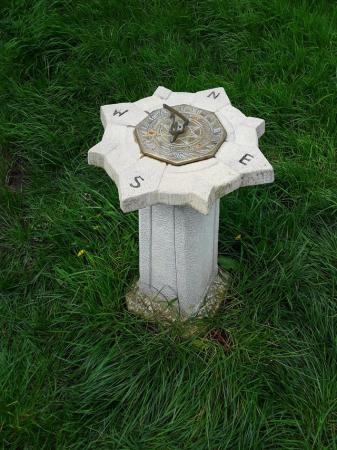 Image 3 of Brass sundial on stone plinth