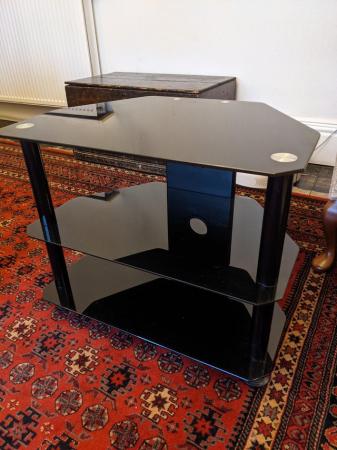 Image 1 of TV Stand, Black Tempered Glass, perfect condition