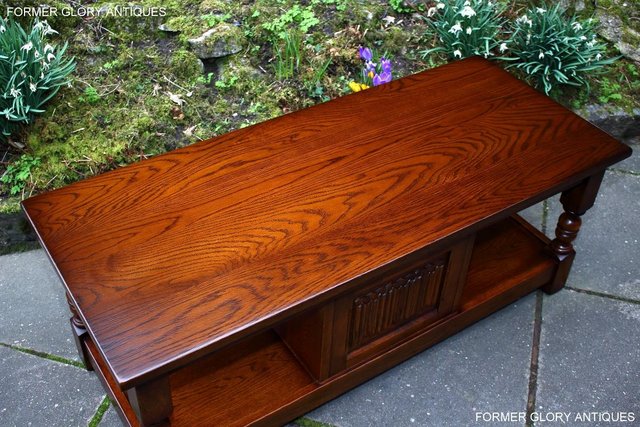 Image 15 of OLD CHARM LIGHT OAK LONG WINE COFFEE TABLE CABINET TV STAND