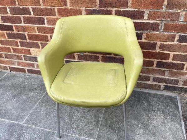 Image 1 of 1970 dining room chair in faux leather green