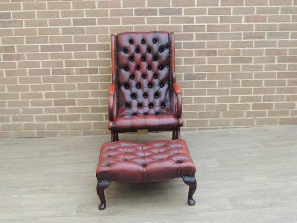 Image 1 of Vintage Chesterfield Slipper Chair with Footstool (UK Delive