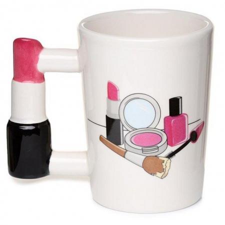 Image 3 of Fun Lipstick Shaped Handle Ceramic Mug. Free uk Postage