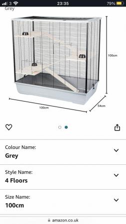 Image 4 of Little Friends Tall Small Animal Cage w/ Three Floors Grey w