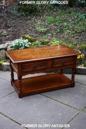 Image 28 of OLD CHARM LIGHT OAK TWO DRAWER COFFEE TABLE TV UNIT STAND