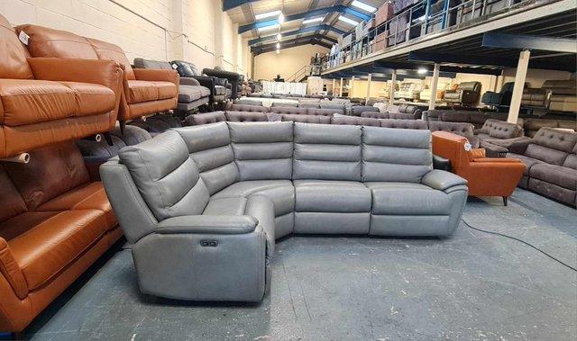 Image 5 of La-z-boy Winslow grey leather electric recliner corner sofa