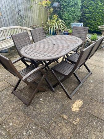 Image 2 of Garden Table and 6 chairs(2 carvers + 4 reg) seats 6