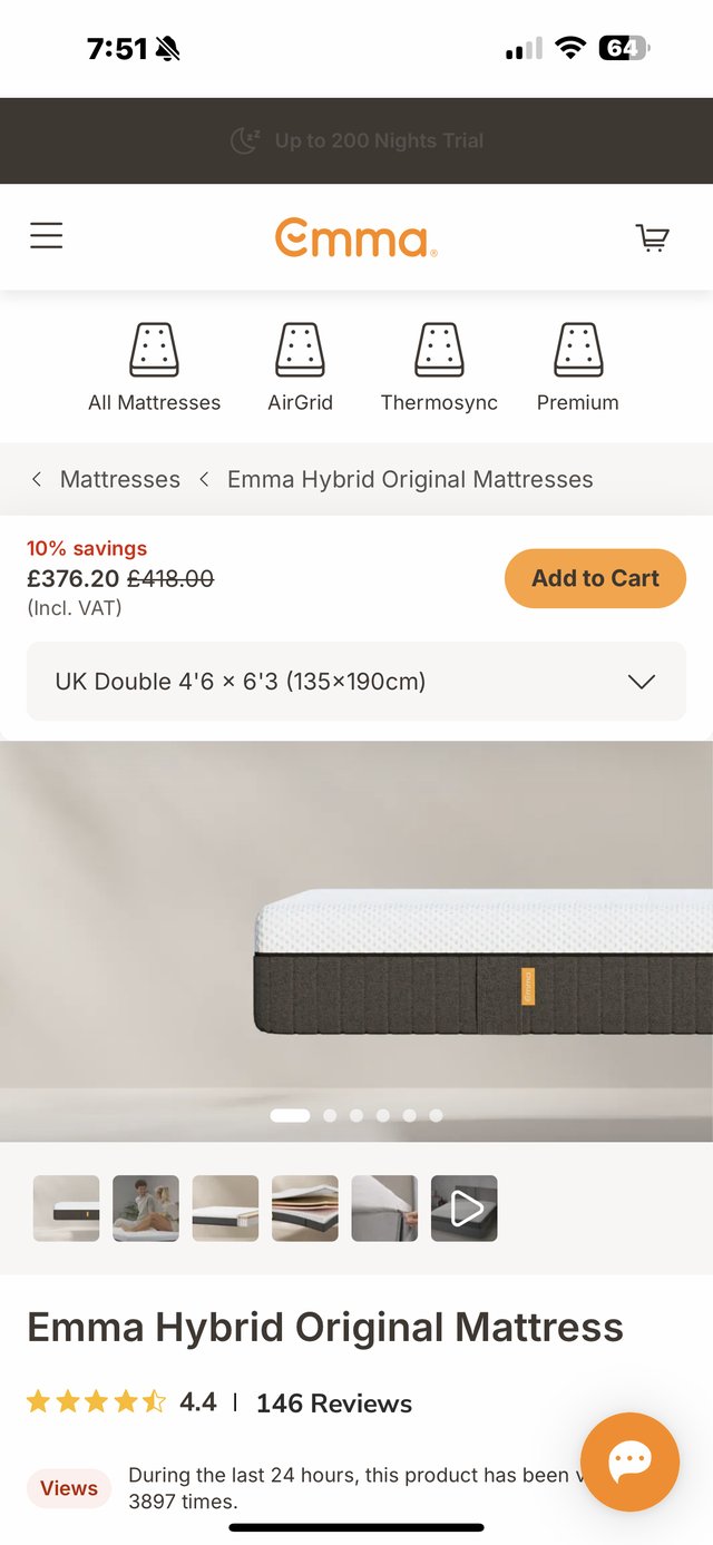 Emma Hybrid Original Mattress Double 