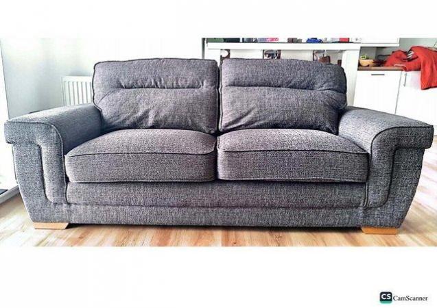 Image 3 of 3 seater sofa bed with deluxe mattress in barley grey
