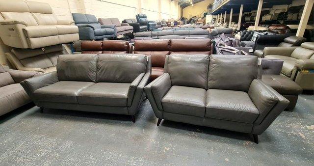 Image 7 of Ex-display Fellini grey leather 3+2 seater sofas
