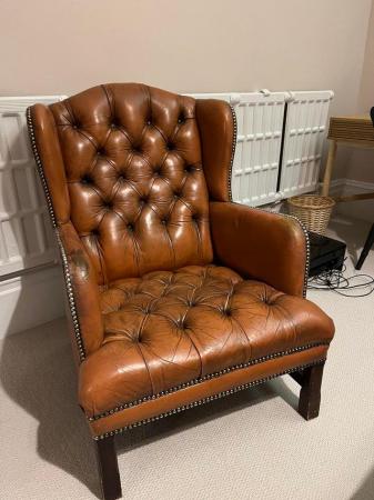 Image 3 of 2 Leather Chesterfield Armchairs