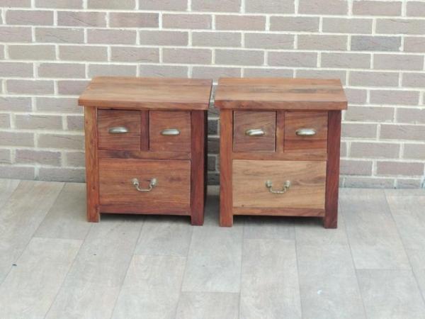 Image 1 of Pair of Indian Rosewood Bedside Tables (UK Delivery)