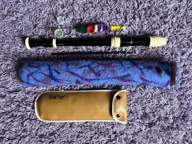 Preview of the first image of Aulos treble recorder 209N-1 with original and felting case.