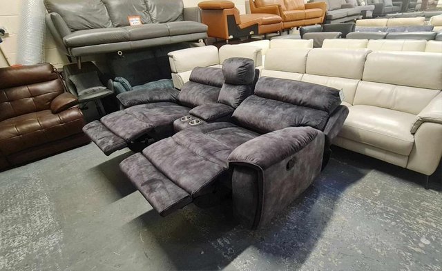 Image 9 of Radley Decent charcoal fabric manual recliner sofa