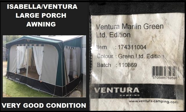 Preview of the first image of Caravan Awning Quality Ventura/Isabella Porch Marlin Limited.