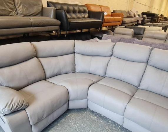 Image 4 of Ex-display grey bonded leather manual recliner corner sofa