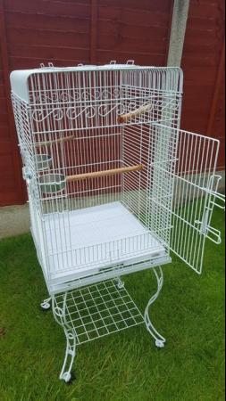 Image 2 of Large bird cage with stand , comes with perches , feeders