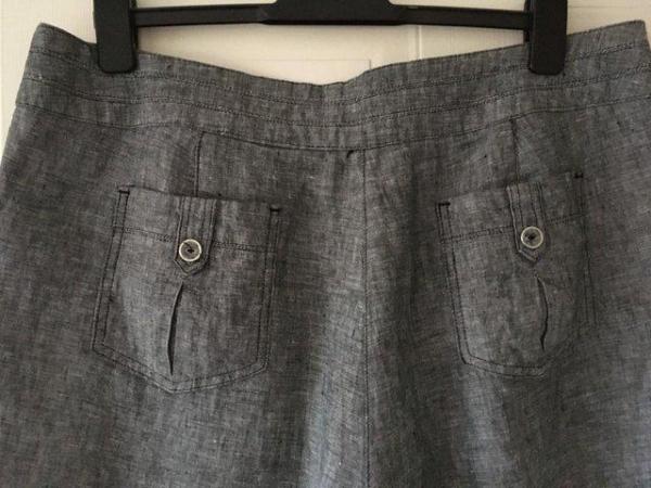 Image 3 of Ladies Linen Grey Cropped Trouser