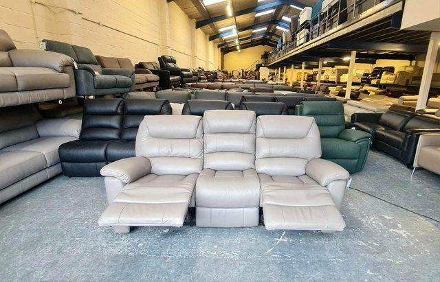 Image 8 of La-z-boy Staten grey leather electric 3 seater sofa