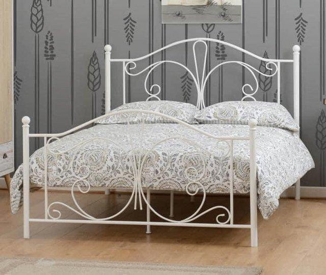 Preview of the first image of Double Annabel white metal bed frame.