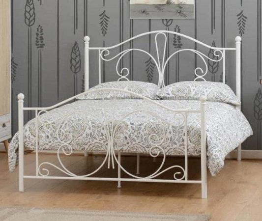 Image 1 of Double Annabel white metal bed frame
