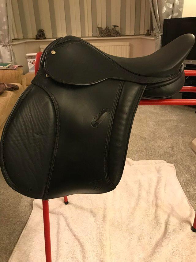 Preview of the first image of Antill Saracen  English leather black GP saddle. 171/2 inc.
