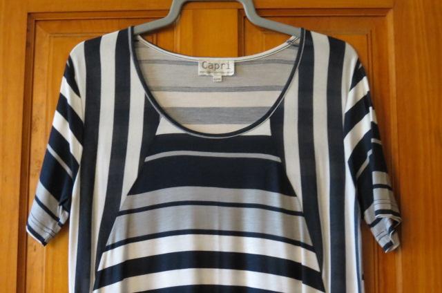 Image 3 of New Capri Navy, Grey & White Striped Top S/M  38" bust