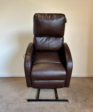 Image 6 of ELECTRIC RISER RECLINER CHAIR BROWN LEATHER CHAIR ~ DELIVERY