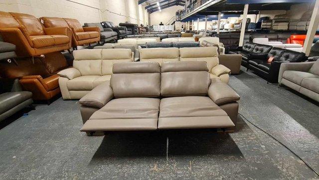 Image 6 of Polo Divani Merry taupe grey leather recliner 3 seater sofa