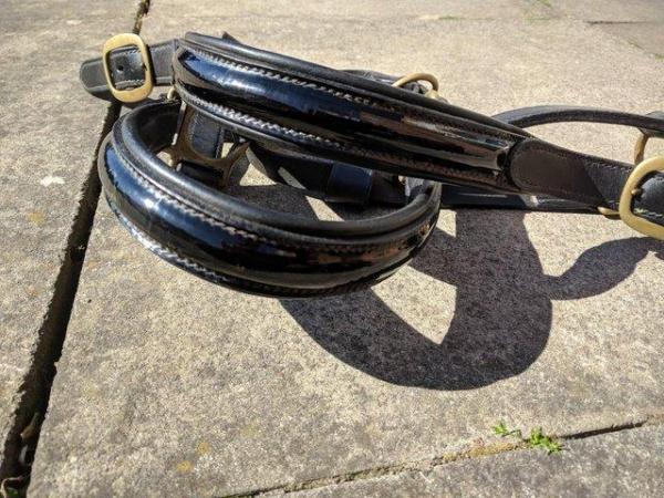 Image 7 of BLACK FULL ENGLISH LEATHER AND PATENT HEAD COLLAR