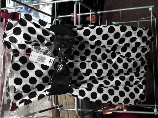 Preview of the first image of White & black polka dot bandeau dress 10 BNWT.