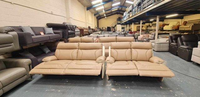 Image 2 of La-z-boy Raleigh cream leather 3+2 seater sofas