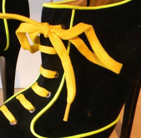 Image 2 of Girls black yellow high heal party shoes Condition good