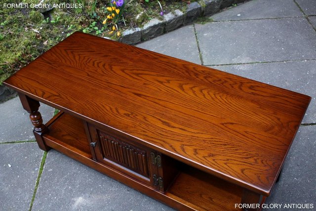 Image 37 of OLD CHARM LIGHT OAK LONG WINE COFFEE TABLE CABINET TV STAND