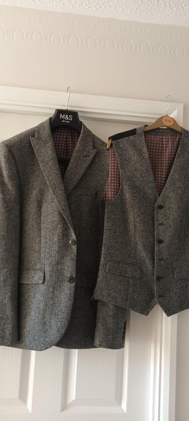 Preview of the first image of NEXT mens suit jacket and waistcoat.