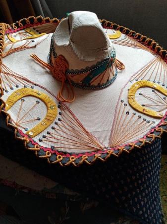 Image 3 of Mexican Large Brimmed  Hat, well Made  Novelty Head ware.