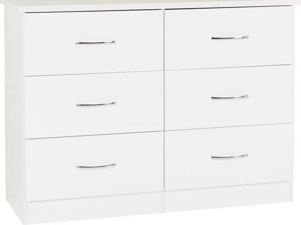 Preview of the first image of NEVADA 6 DRAWER CHEST IN WHITE GLOSS.