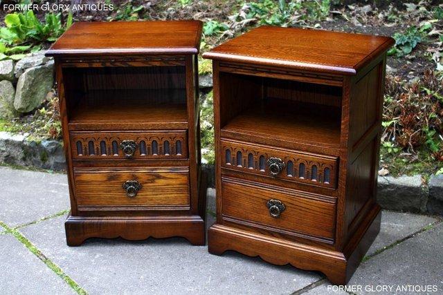 Image 7 of A PAIR OF OLD CHARM LIGHT OAK BEDSIDE CABINETS LAMP TABLES