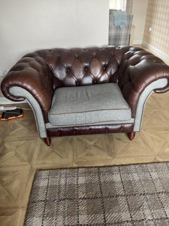 Image 2 of Handmade Vintage Leather Brown & Warm Grey Chesterfield