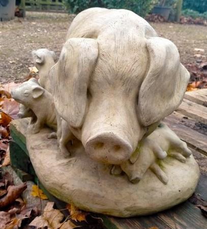 Image 2 of Large Pig with Piglets Garden Sculpture