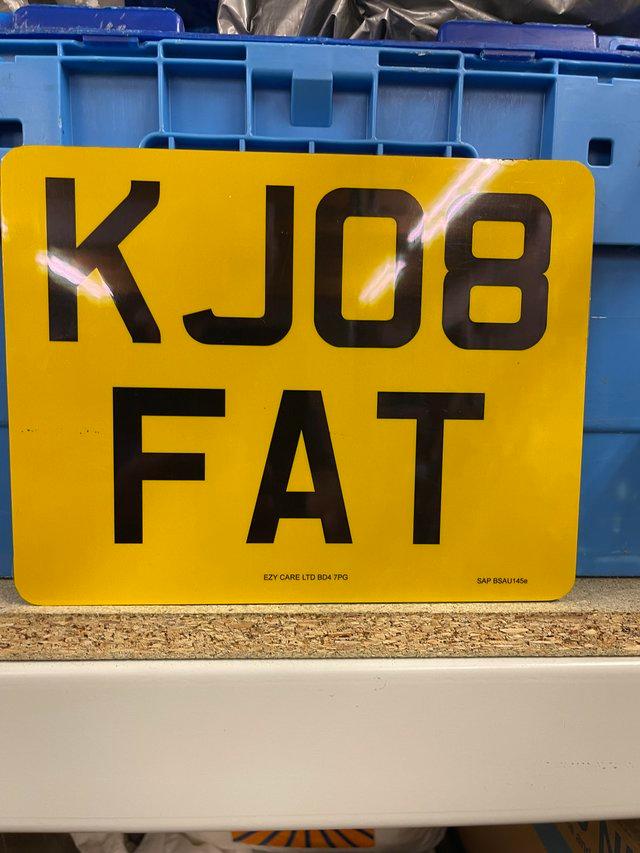 Preview of the first image of Private plate KJ08 FAT suit Harley Fatboy.