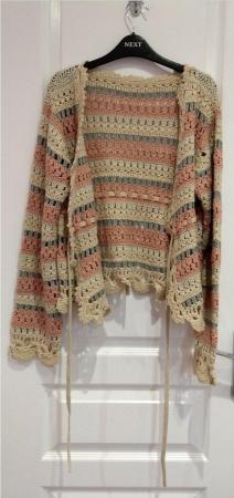 Image 6 of NEXT Multicoloured Pink, Blue, Cream Knitted Summer Cardigan
